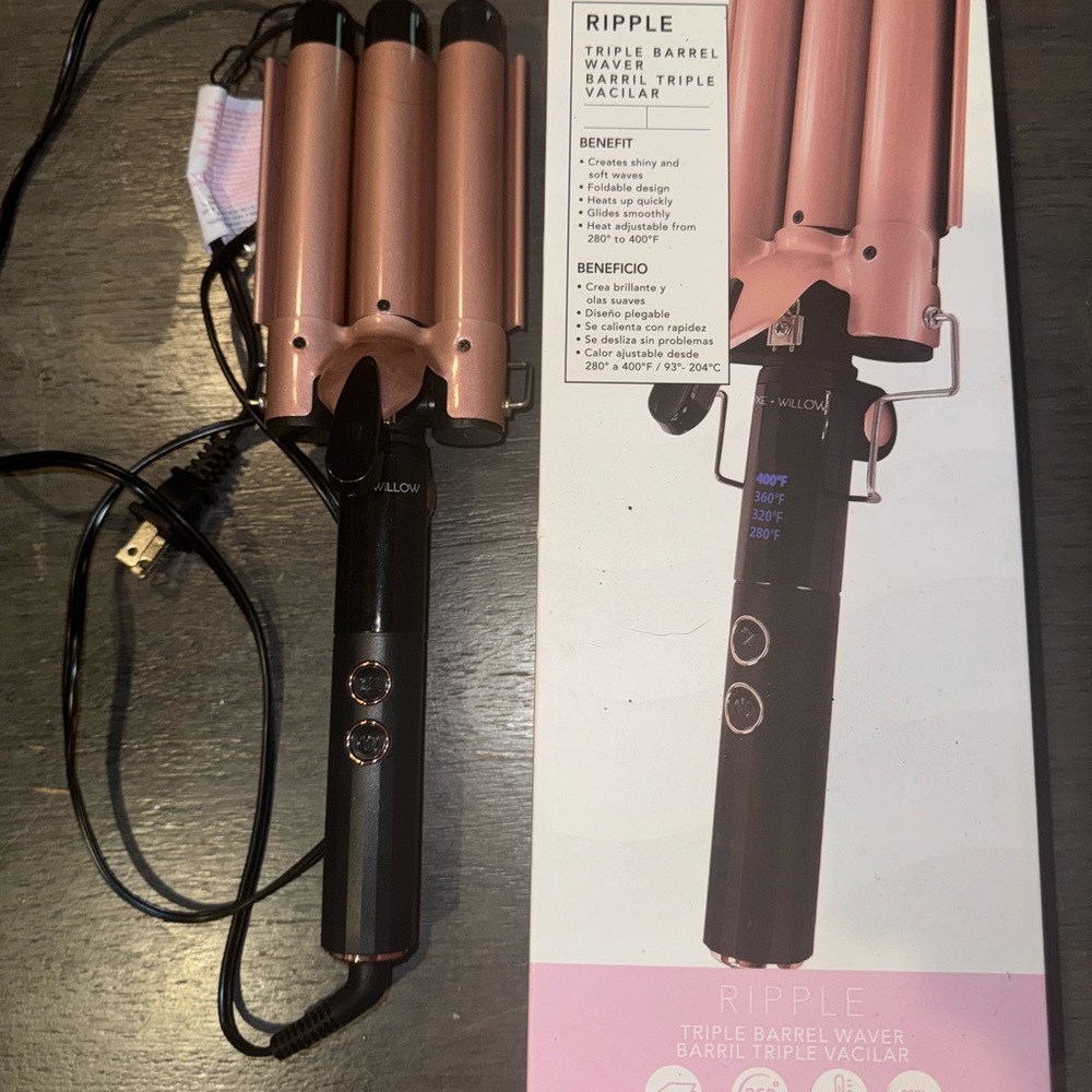 Pink and Black Triple Barrel Hair Waver